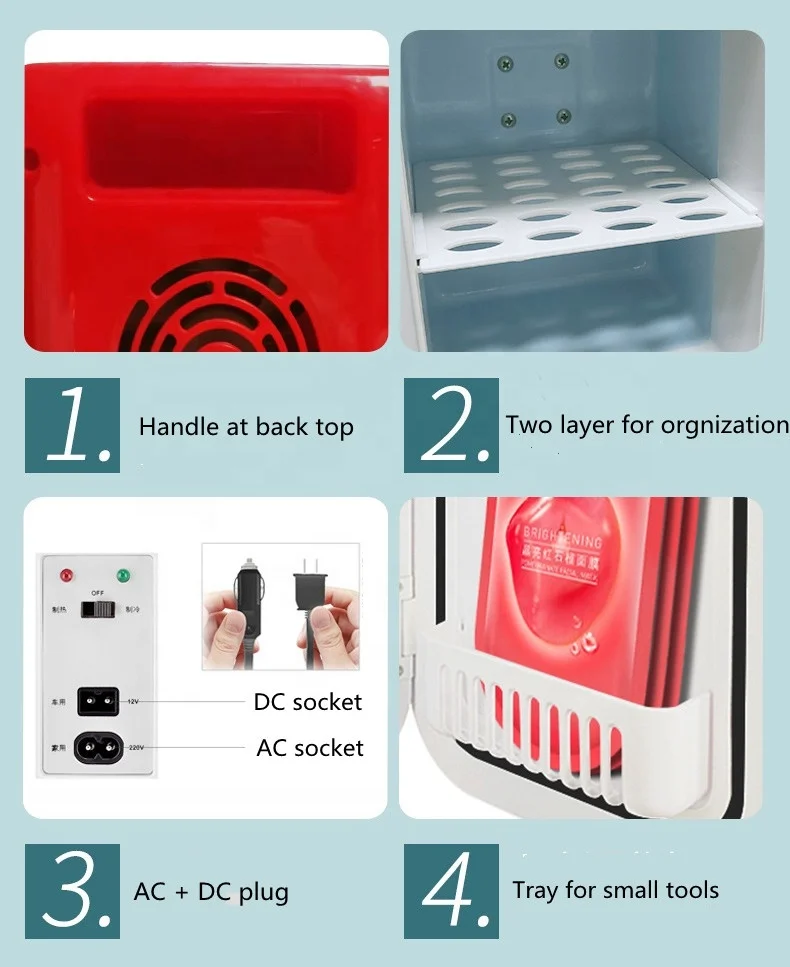 6L 12V 220V 110V Portable pink Beauty Fridge With Heat And Cool Skincare Cosmetic Fridge mini