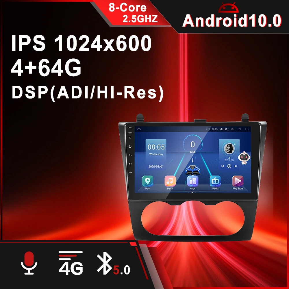 2Din 4+64G Carplay Android 10 Car Radio 2 Din 9' IPS Android Auto/AI/GPS/Wifi/BT/4G/DSP/EQ For Nissan Teana Altima 2008-2012