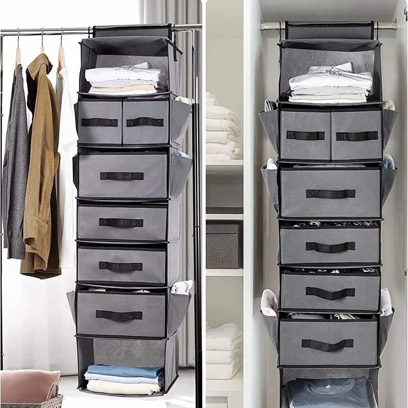 Складной органайзер для шкафа с 6 полками и ящиками для шкафа с 2 ящиками и 4 решетками