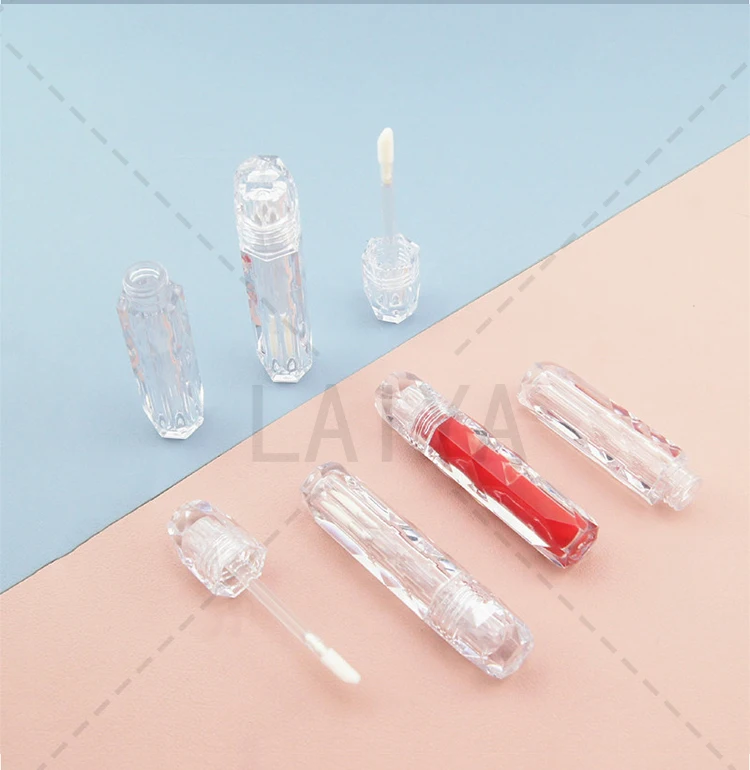 Spot Wholesale 1.5ml Transparent Ripple Lip Gloss Tube Packaging Bottle Mouth Red Tube Empty Tube Can Print Logo
