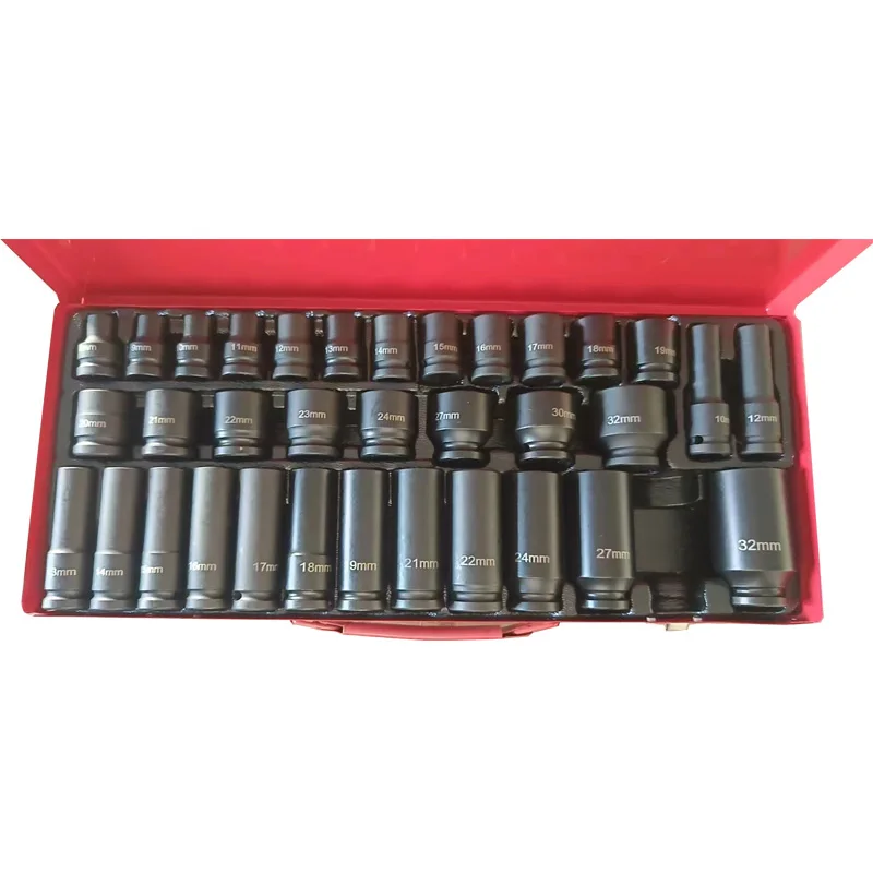 KAFUWELL SS24513D 35pcs Air Impact Socket Wrench Set Mechanic Tool Kit Impact Socket Set 1/2 Inch