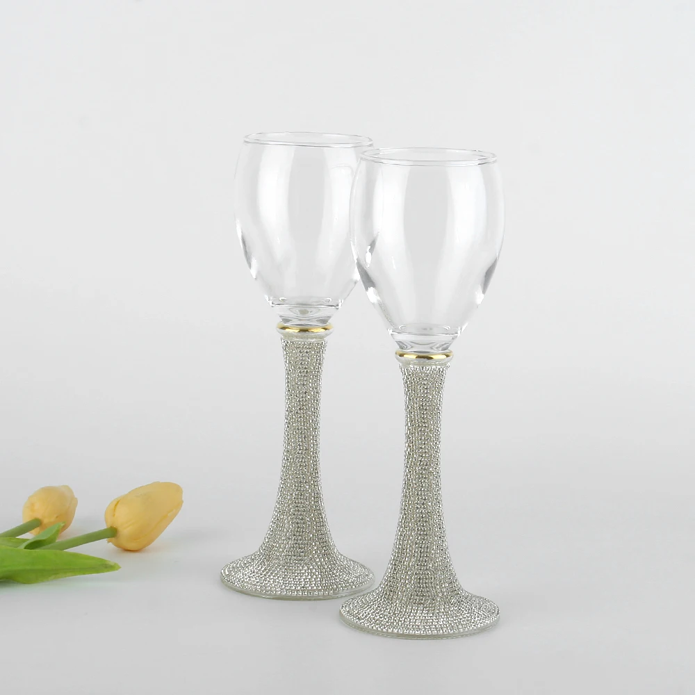 Бокалы для вина с кристаллами и бриллиантами набор из 2 9 дюймовых высоких бокалов Свадебные бокалы повседневного использования