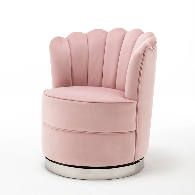 
Flower shape design chair velvet sofa chair swivel chair with movable stainless steel base 