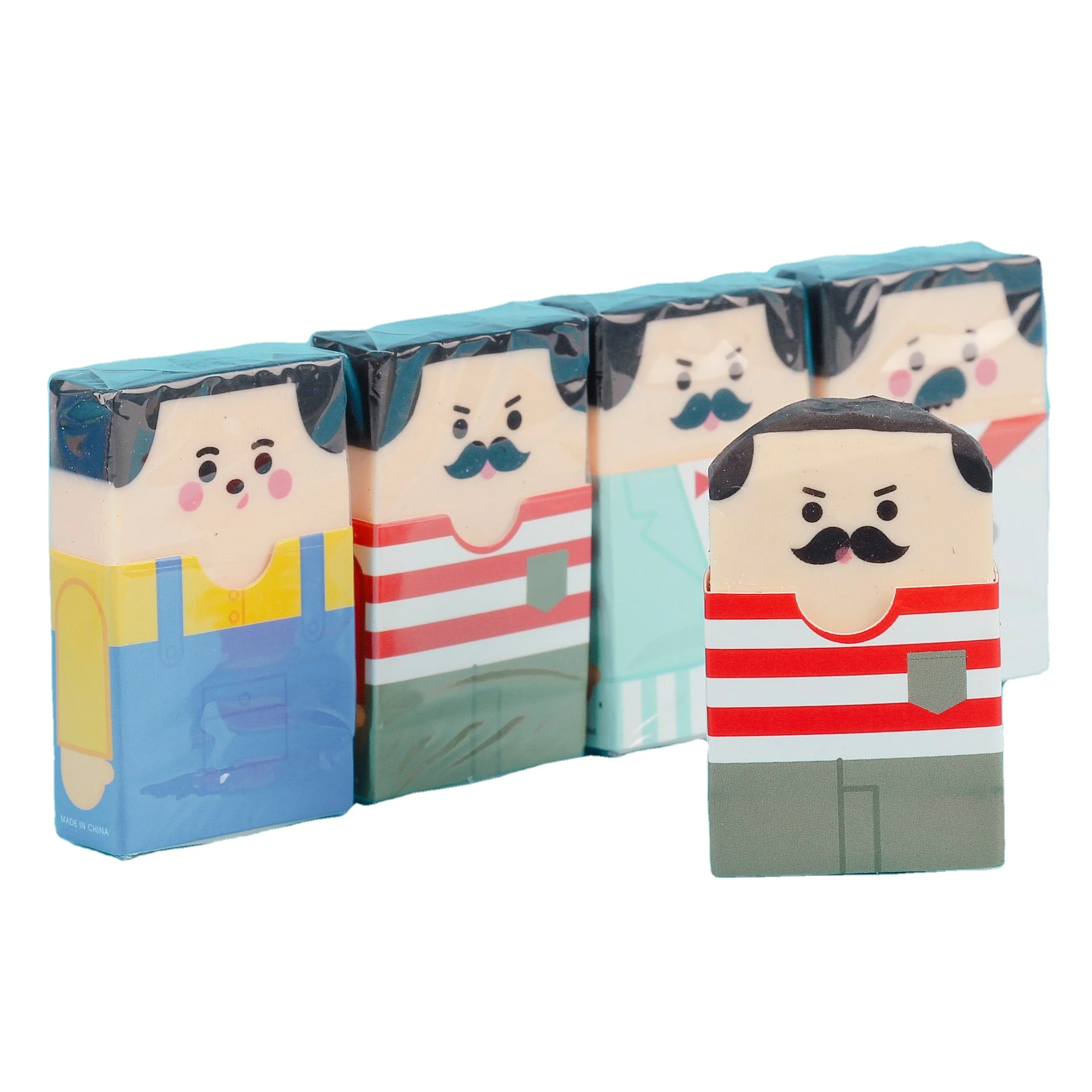New Arrival  Custom Cute 3D Cartoon Funny Eraser Weird Cute Cartoon Eraser Design for Kids Pencil Eraser Set