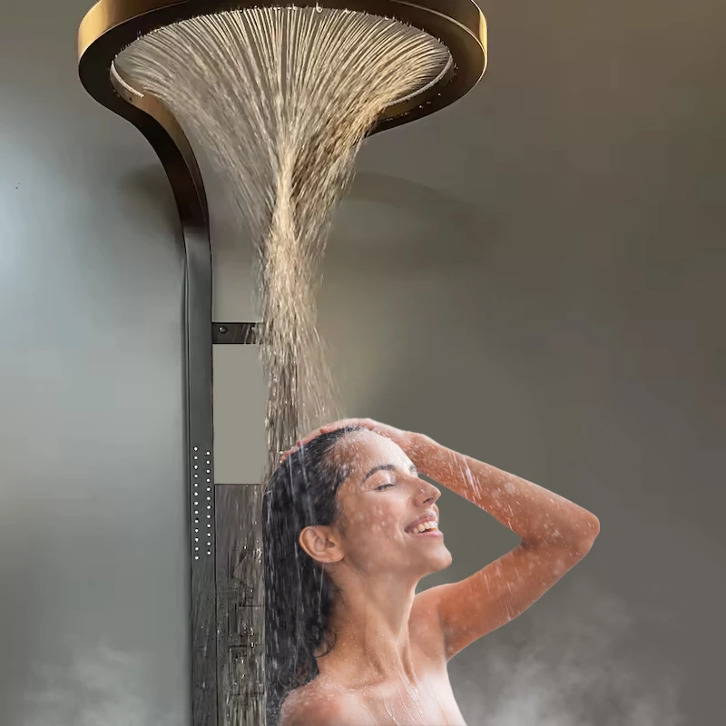 Modern Creative Waterfall Shower Head Mixer Set Rainfall Shower Panel System