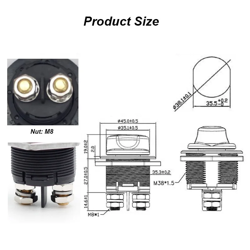 200A Max 32V DC 2 Position Battery Isolator ON OFF Kill Switches Battery Power Cut Master Switch Disconnect Isolator for Car