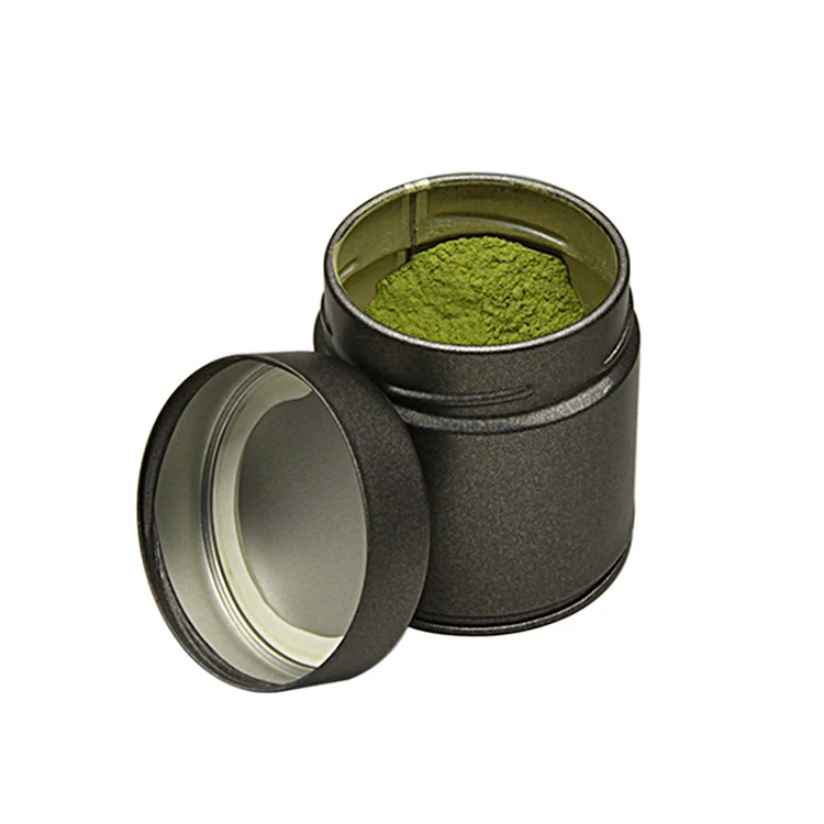 Japanese Style Black Color Small Airtight Spice Can Matcha Tea Tin