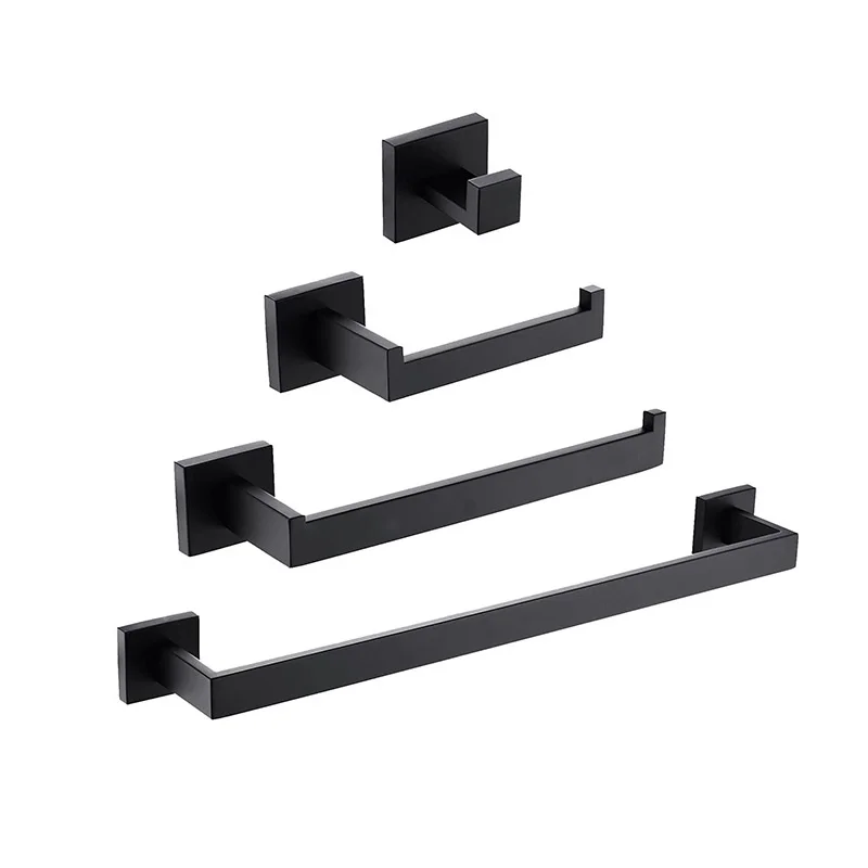 Matte Black 23.6-Inch Stainless Steel Bathroom Hardware Set Wall-Mounted Bath Towel Rack and Bar Set