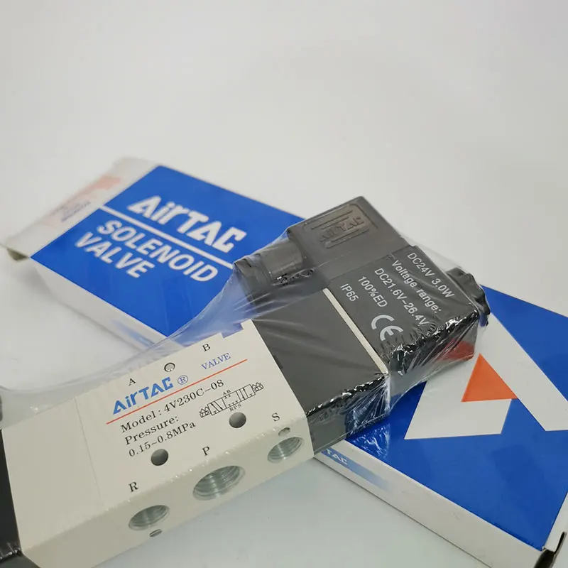 Соленоидный клапан AIRTAC 4V230-08 пневматический 220 В двухпозиционный пятинаправленный цилиндр катушки