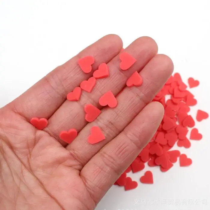 New Design Red Heart Polymer Slices Diy Accessories Clay Fruit for