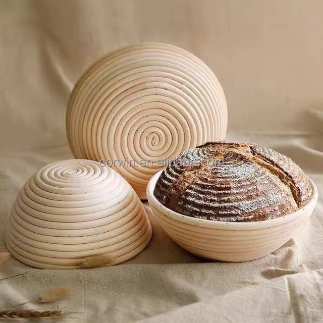 Hot Sell Farmer House Handcraft Natual Rattan Cane Brotform Banneton Bread Proofing Basket Round and Oval Cheap Bakeware