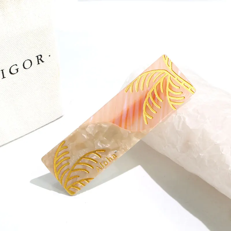 XinMei wholesale large 10cm headwear duck bill hair clips tow toned leaf hair clip acrylic acetate hair clip hairgrips for women