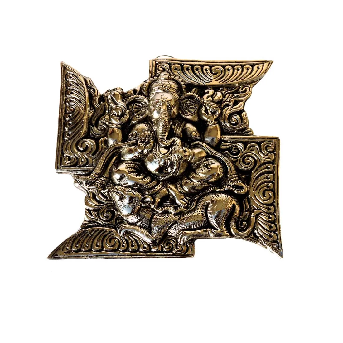 Серебряные настенные украшения Ganesh со свастиком Васту для стен дома, храма, отелей, офисных украшений от ARIHANTT