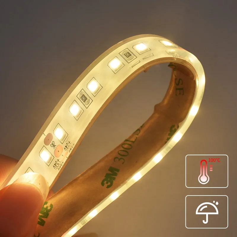 Sauna LED Strip 100 Celsius High Lumen 840LM 24V 8W SMD2835 LED Strip CRI90 IP67 10M For High Temperature Indoor 2700K 3000K