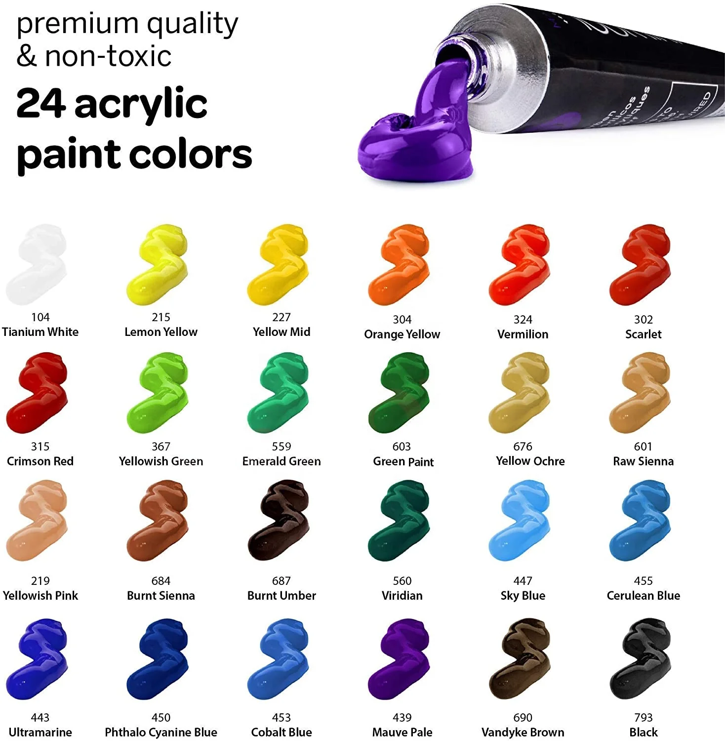 
Lifeinfinity Art 24 x12ml Tubes Artist acrylic paint Rich Pigments Colors Great for Kids Adults Professional Painting on Canvas 
