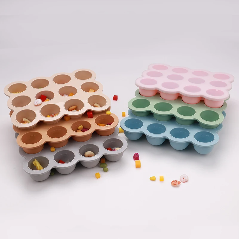 Multifunctional Silicone Ice and Freezer Storage Tray Reusable Baby Food Tray with Flexibility for Kitchen Freezer Oven Use