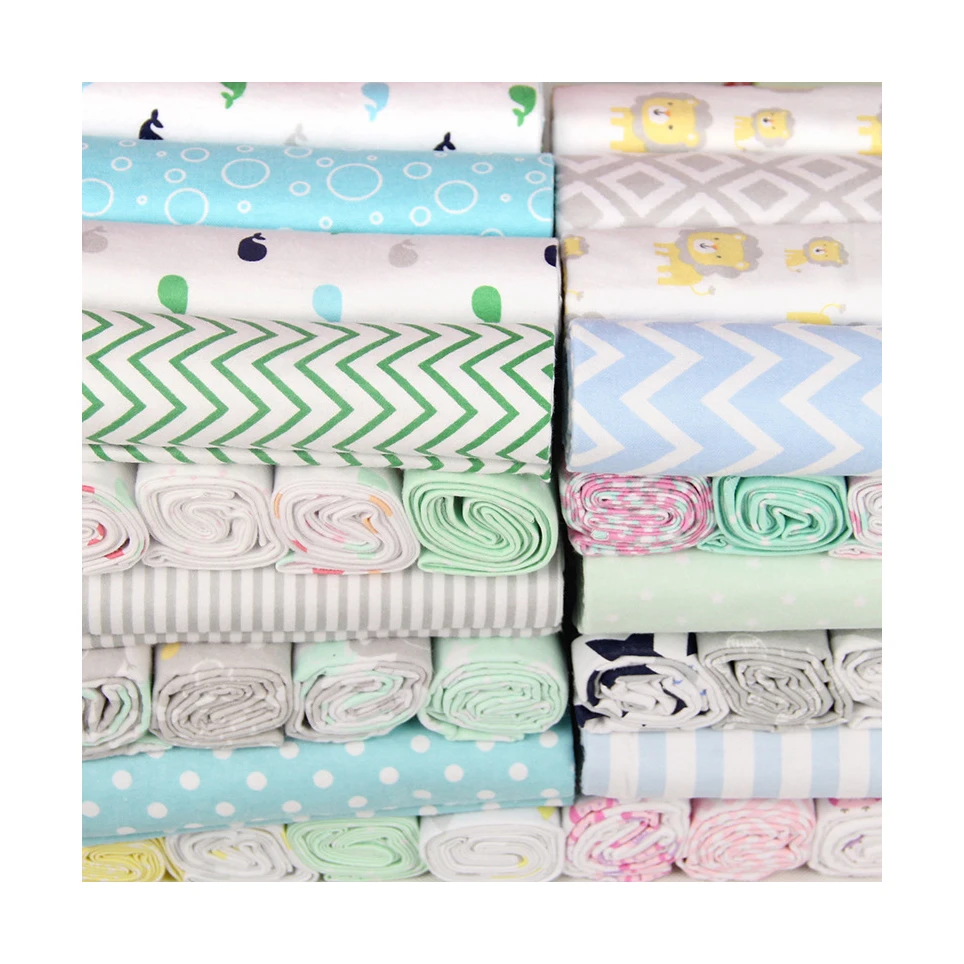 Wholesale Cartoon Cotton Sheets 4 Pack 100% Cotton Flannel Receiving Blankets Cotton Flannel Baby Blanket For Newborn Hospital