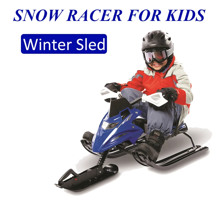 2022 New Type Snow Racer Scooter Sled Steering Wheel Brakes Kids Winter Ski Slider Board