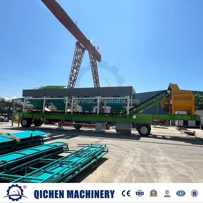 Mobile concrete batching plant trade YHZS50 with JZM750 mixer for sale