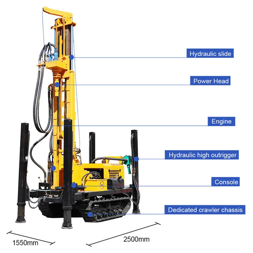 China Factory Crawler Mounted Mining Drilling Rig Portable Water Well Drilling Machine for sale