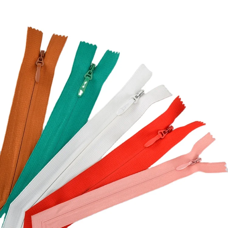 
High Quality 3# Waterproof Zipper Nylon Lace Tape Invisible Hidden Zipper For Garments 