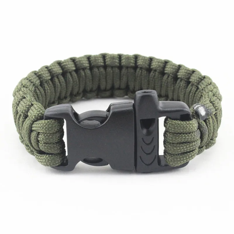 Outdoor Hiking Camping Wristbands 550  Paracord Plastic Whistle Bracelet