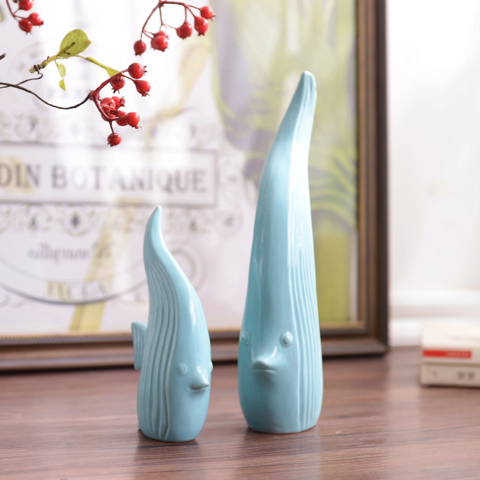 Minimalist creative home decor fish shape ceramic living room interior home decoration for sale