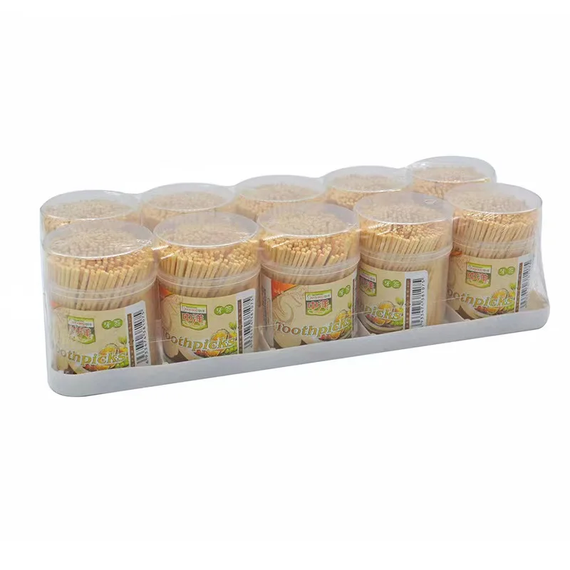 Disposable bamboo toothpicks and toothpick canisters for sale can be customized bottle logo