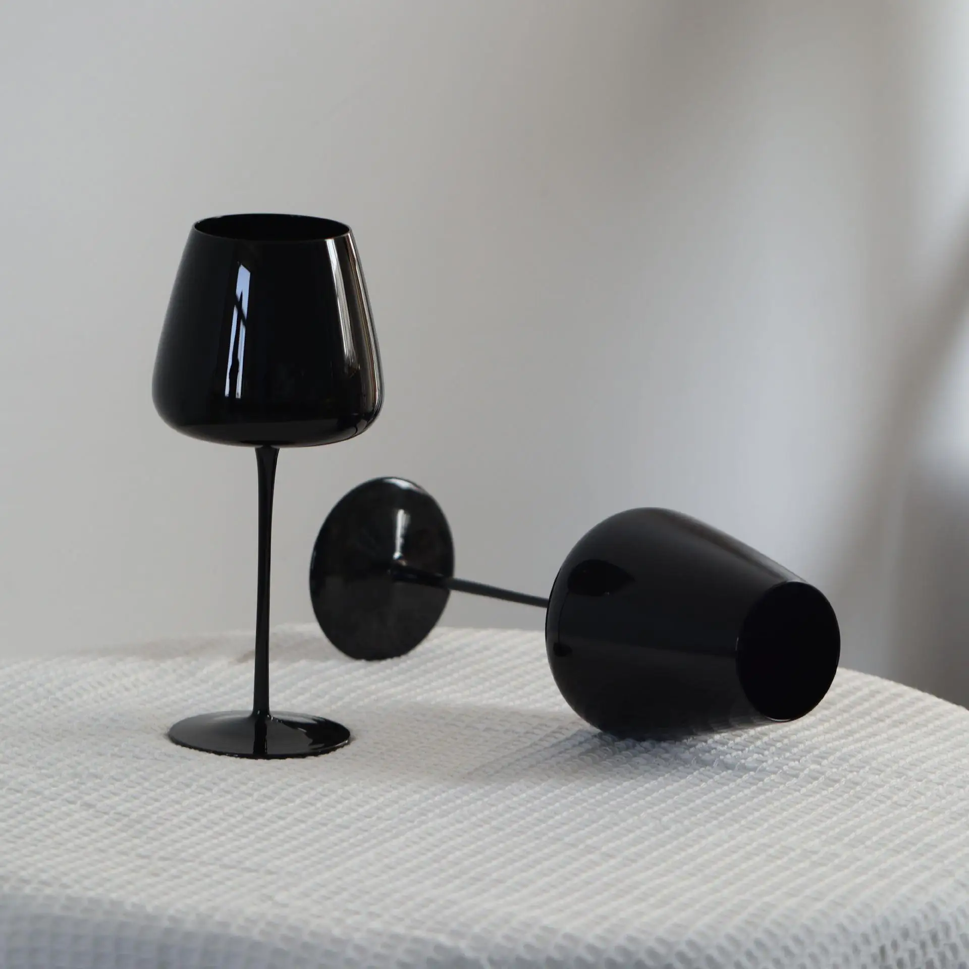 Wedding Tall Custom Logo Holiday Black Glass Wine Glasses Cups