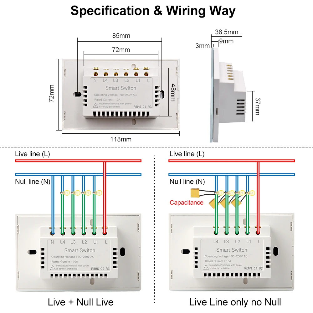 
Amazon Alexa Dot Wireless Smart Life Tuya Wifi Mobile Remote Control Smart Electric Wall Light Switch 220V US Standard Timer 
