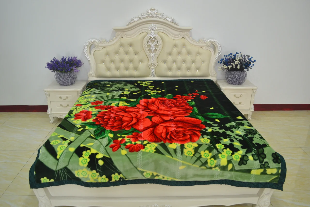 Wholesale Luxury Raschel Blankets Flannel Fleeced Material Warm Double Bed Polar Mink 8kg for Winter Cheap Plain Fluffy Blanket