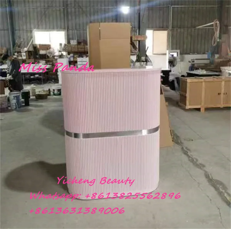 Yicheng beauty high performance reception desk for beauty salon wood pink front desk salon furniture sale online