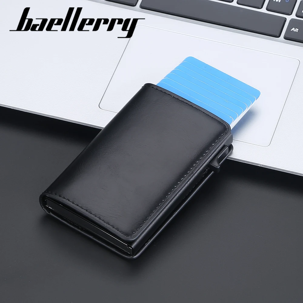 Baellerry винтажная нейтральная сумка для карт из искусственной кожи с защитой RFID металлическая Алюминиевая кредитных в стиле ретро мужчин и женщин