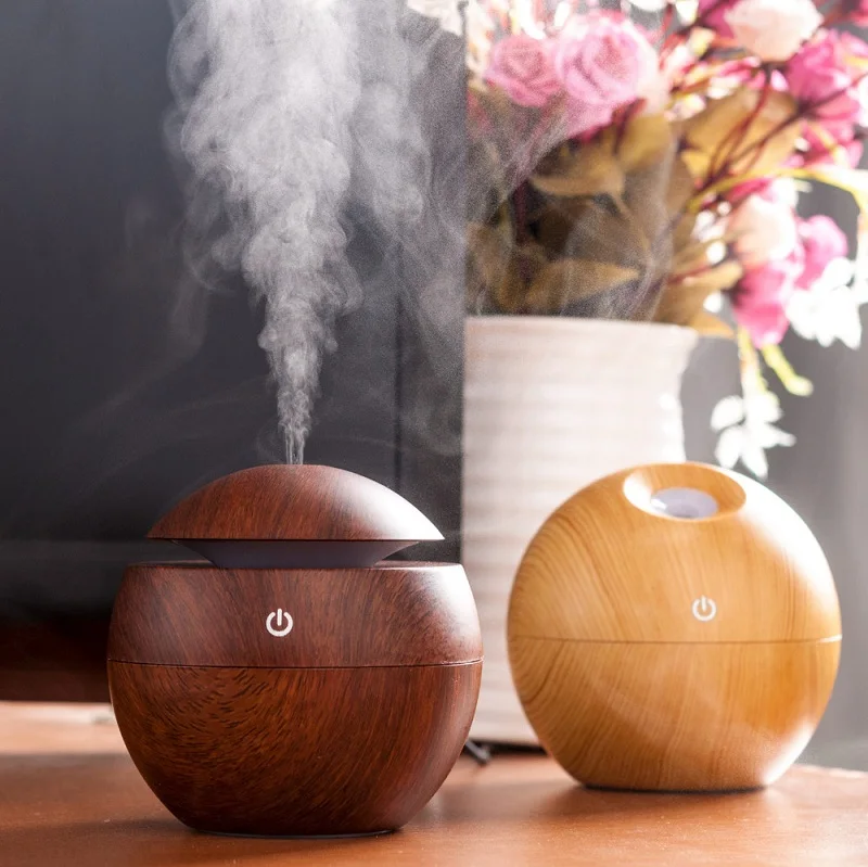 Home Office Mini Cool Mist Maker Electric Difusores Aroma Diffuser Wood Ultrasonic 130ML Air Humidifier Essential Oil Diffuser