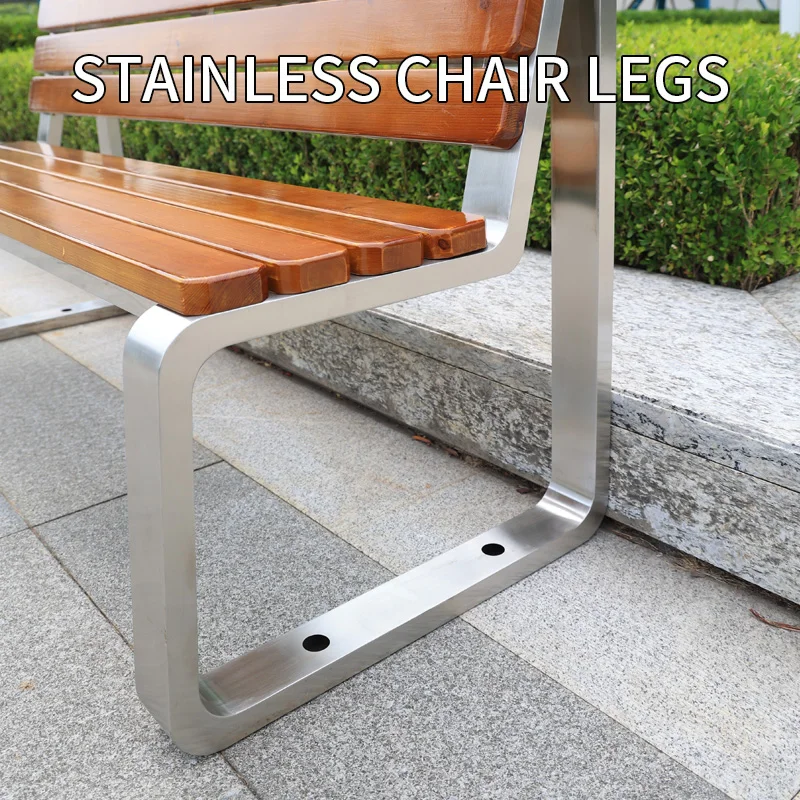 outdoor steel patio bench with backrest iron garden seats elegant design park leisure wooden waterproof decorative public bench