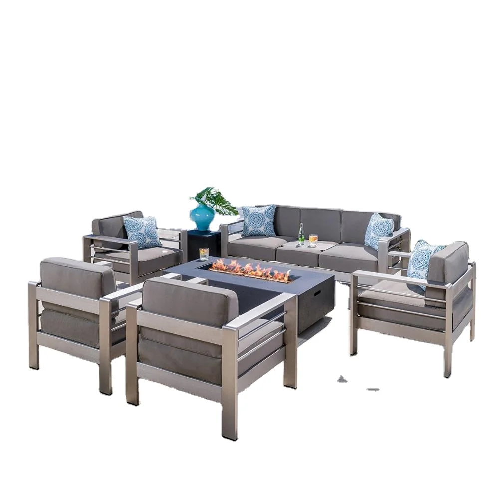 Лидер продаж, уличная мебель для отеля, курорта, виллы, квартиры, досуга, садовая мебель для патио, современный набор диванов с матовой алюминиевой рамой