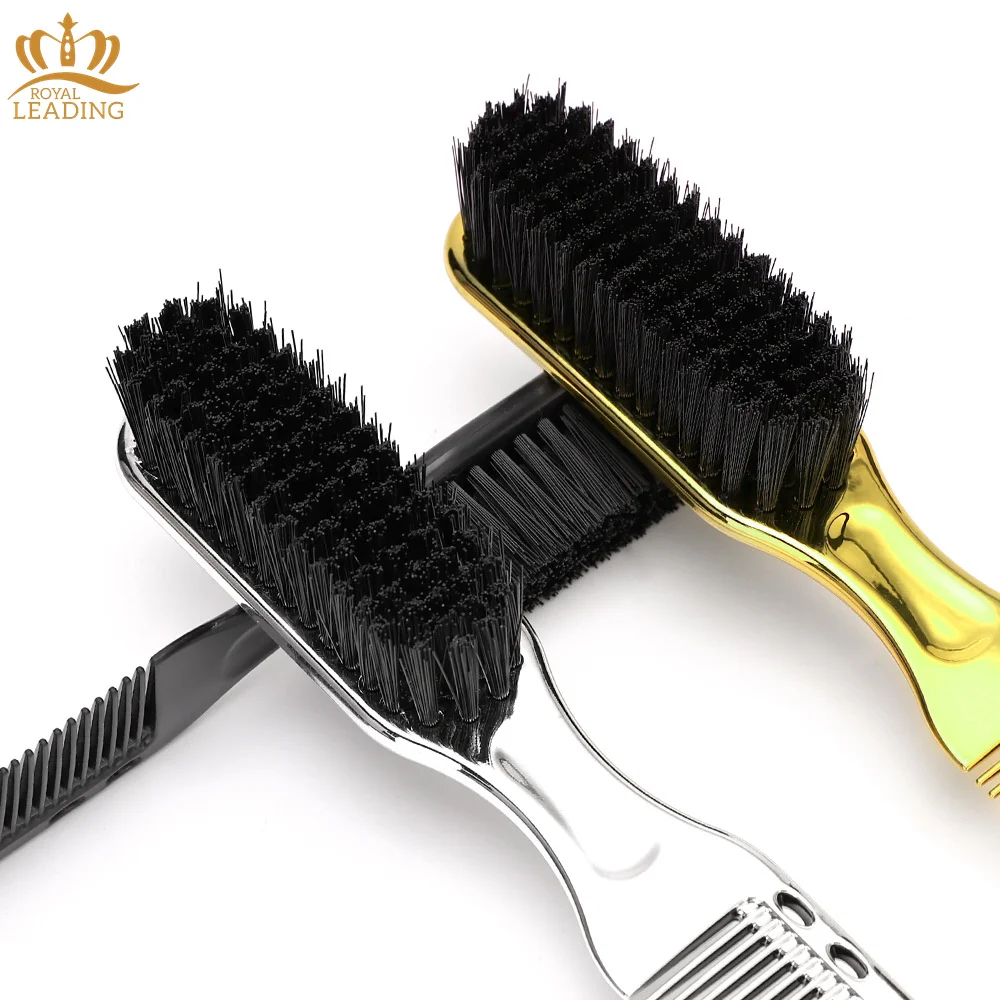 Private Label Barber Supplies Gold Double Sided Beard Styling Brush And Comb Set Barber Neck Duster Brush