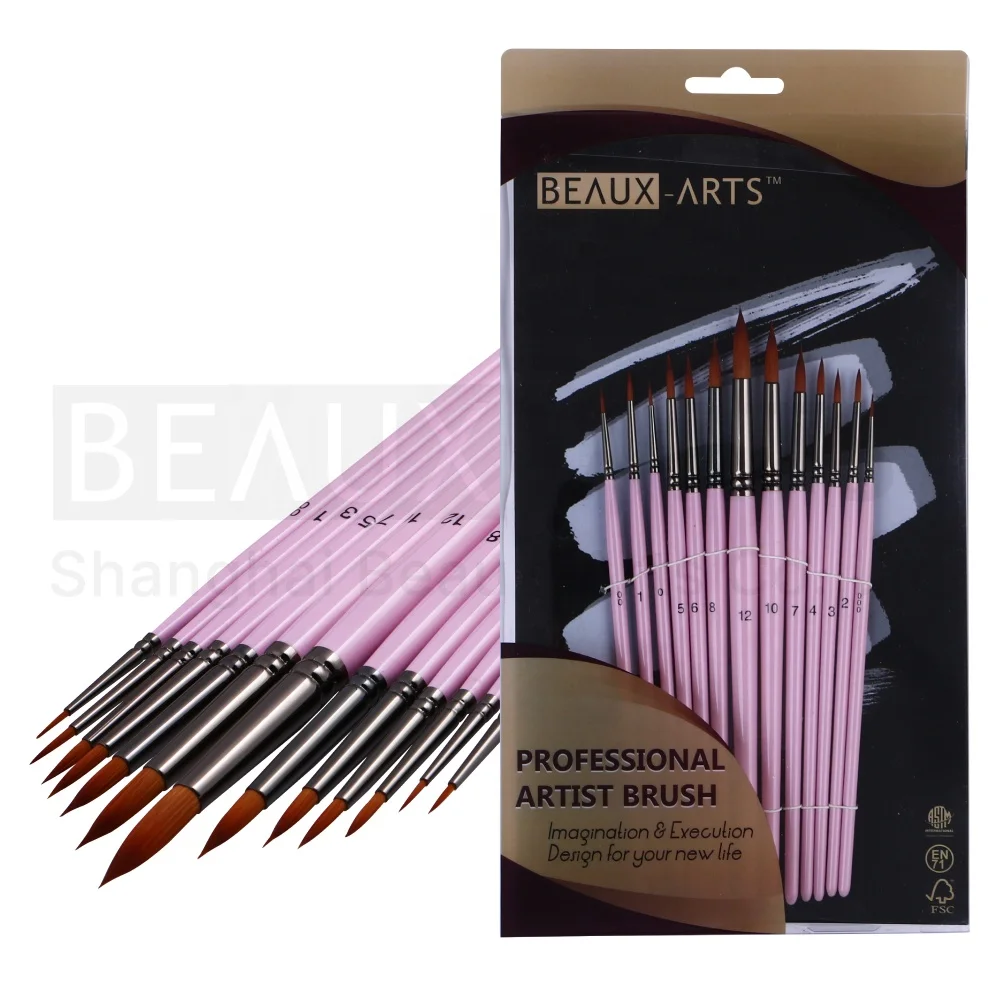 Round Shape Synthetic Sable Hair Art Brush Acrylic Watercolor Professional Artist Paint Brush Set