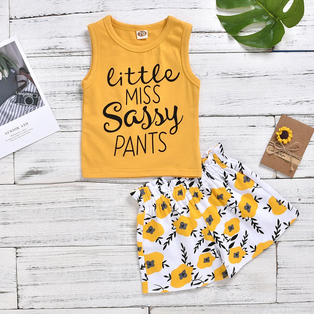 0-24 Months Little Miss Sassy Pants Baby Girl 2 Pieces Clothing Set Fashion Cute Children Outfit Tank Top Summer Pants Toddler