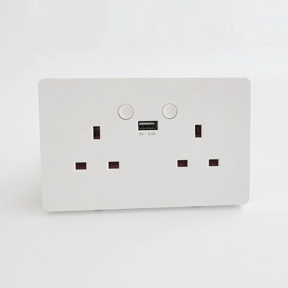 High Quality 13A Uk Electrical Outlet Smart Usb Double twin Wall Lighting Switch Socket