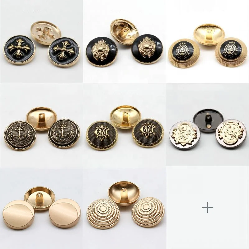 Free Sample Fashion Overcoat Buttons Logo Custom Embossed Metal Sewing Shank Button