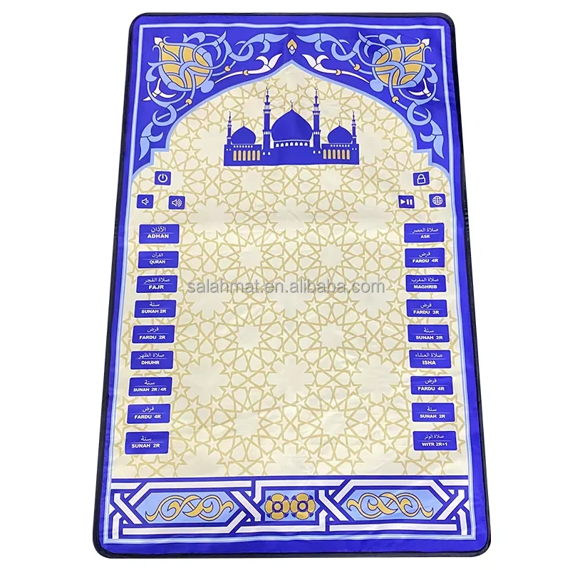 Electronic Adult Prayer Mat With Arabic 5 Language Sajadah With Uzbek Russian Children Learning Solat Mat Custom Kids Prayer Rug