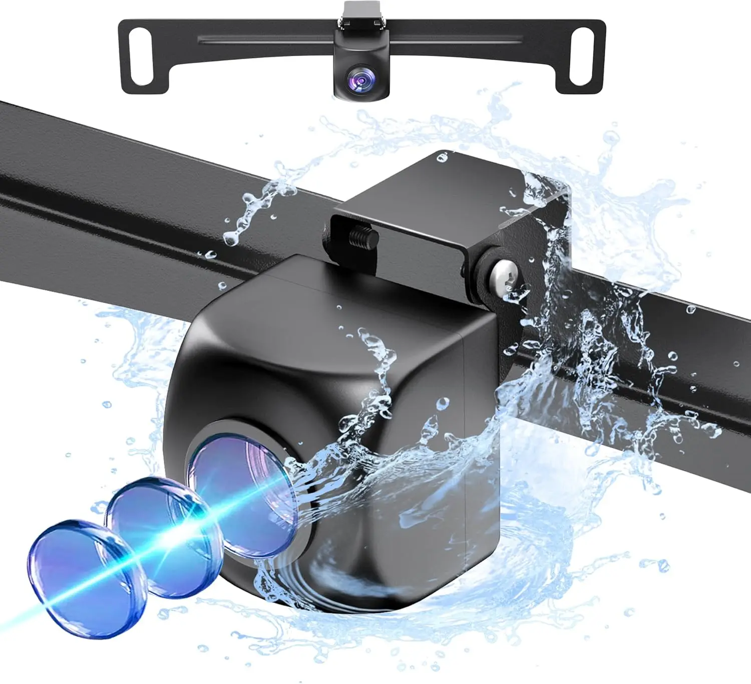 E-TOO IP68 Waterproof USA Car Backup Rear View Camera number plate Back Up Camera Universal License Plate Backup Camera