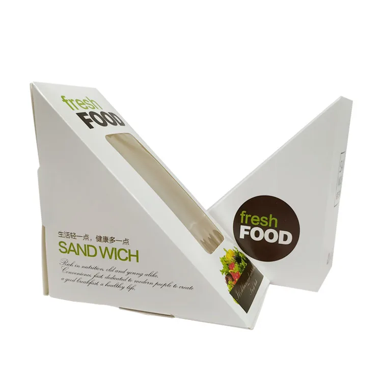 Custom Printing Disposable Paper Packaging Sandwich Box Kraft Paper Triangle Sandwich Boxes Vacuum sandwich Box