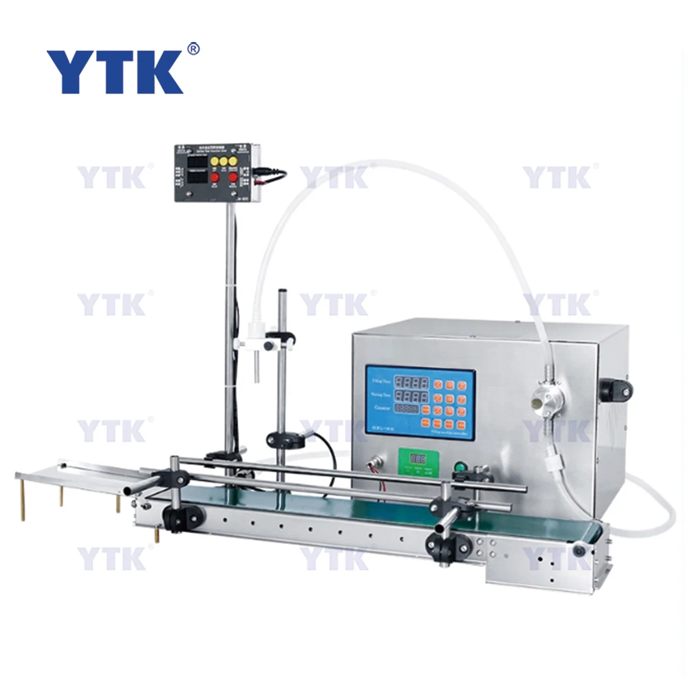 Semi Automatic Desktop Single Head Magnetic Pump Liquid Filling Machine With Conveyor Belt Pharmaceutical Liquid Filler