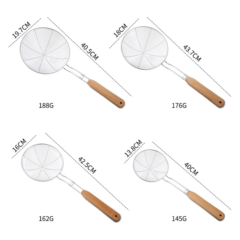 Лидер продаж кухонная утварь деревянная ручка Дуршлаг Из Нержавеющей Стали ковш сепаратор масла для жарки шумовка ситечко