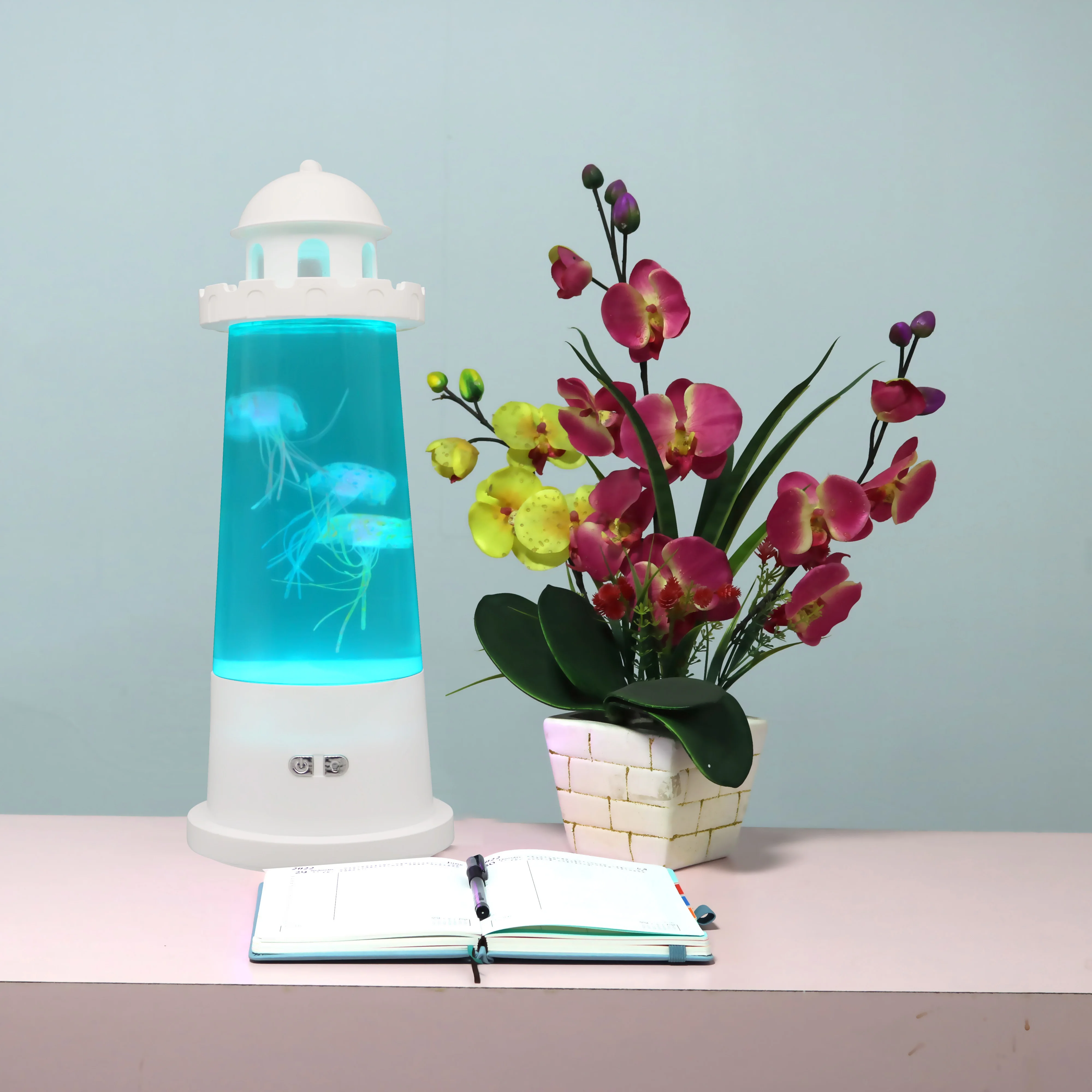 TIANHUA USB Aquarium Decor Bedside Table Night Light LED Jellyfish Lamp For Kids