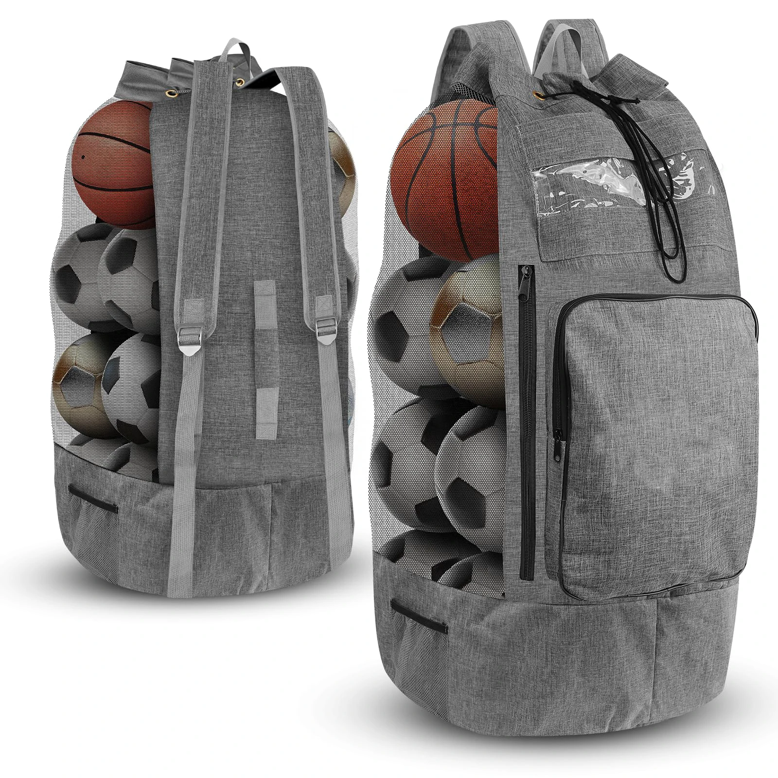 Heavy Duty Soccer Mesh Equipment Ball Bag XL Black Fashion Unisex String Custom Drawstring Duffle Bag for Outdoor sports gear