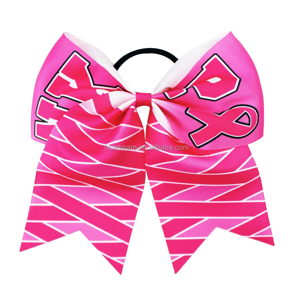 HCArtware 8 inch pink rainbow Red ribbon hair bows for women & girls World AIDS Day commemorative hair band