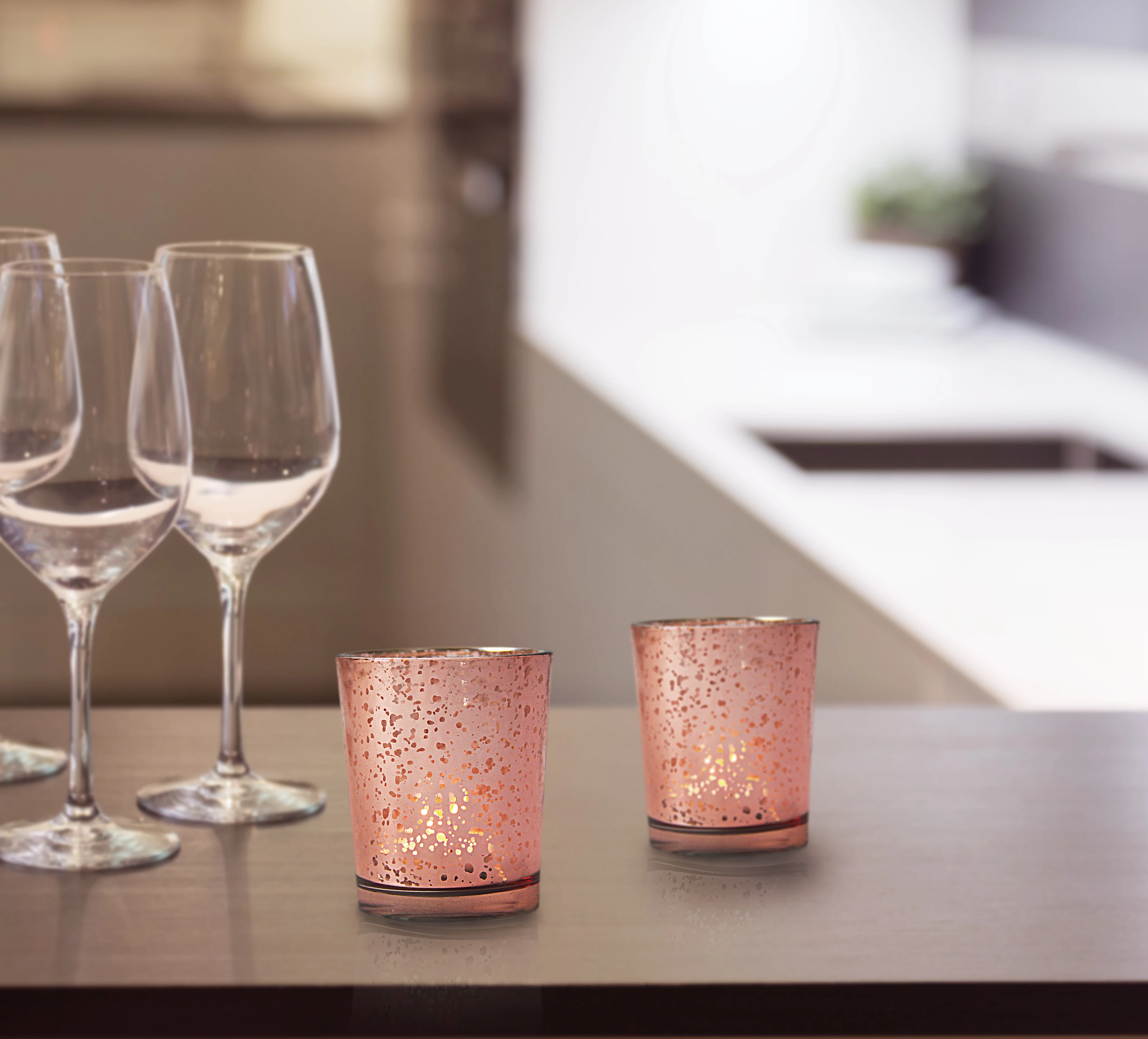 hot sale rose gold cylinder shape starry fancy decorative glass candle holder